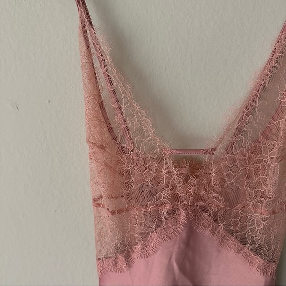 Victoria's Secret Babydoll Lace Satin Slip Dress  in Pink Medium - Picture 5 of 10